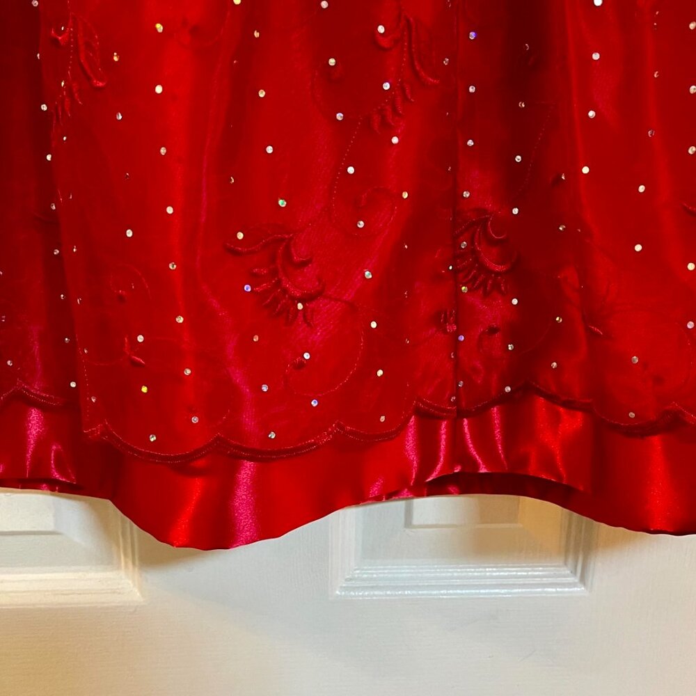 Jessica McClintock for Gunne Sax Dress Beautiful Festive Satin Red Size 7 - Picture 5 of 5